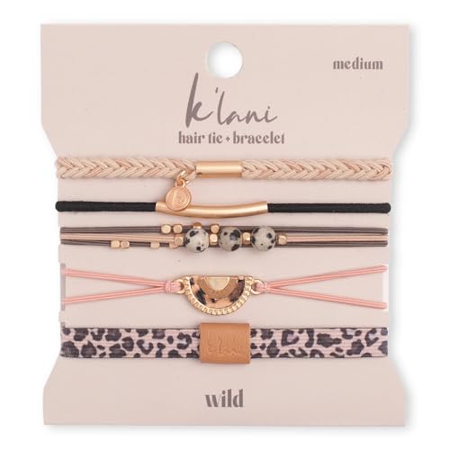 K'lani Klani Wild Hair Tie Bracelets for Women Boho Hair Ties Elastic Bracelet Accessories for Hairs Wrist Gift for Birthdays Mothers Day Graduation 5 Pack Large - Image 1