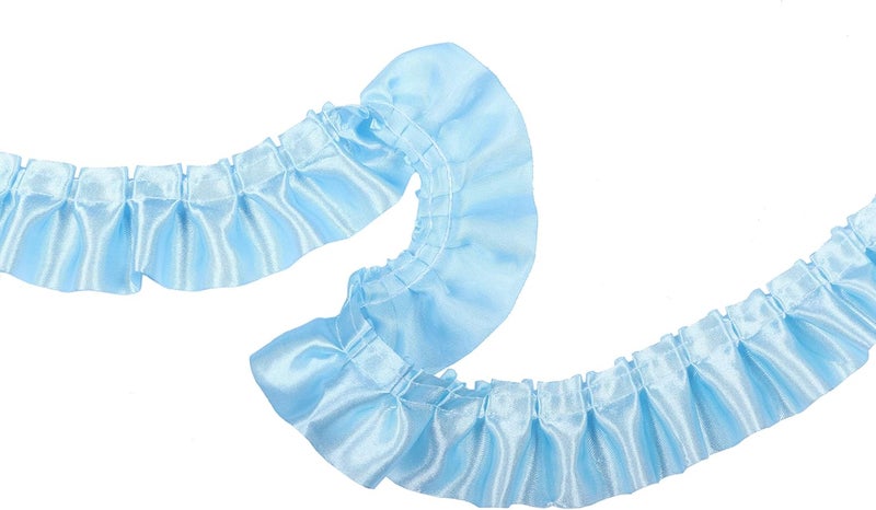 YYCRAFT 11 Yards Satin Ruffle Trim Fabric Trims and Embellishments by The Yard, 1.5 Inch Blue - Image 1