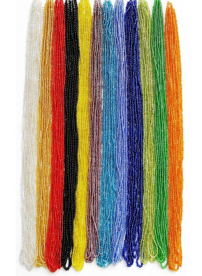 BALABEAD Size 11/0 Orange Sliver Lined Seed Beads Hank (1 Hank 3 Meters) Total 3 String Hanks About 6000pcs, 9 Meters String Seed Beads Strand Hanks (Orange -Silver Lined) - Image 1