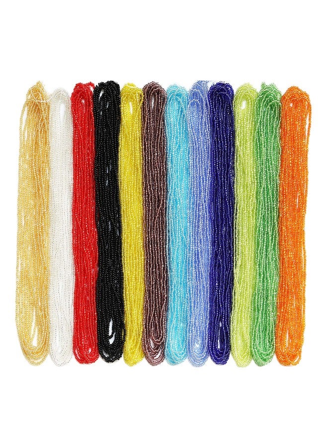 BALABEAD Size 11/0 Orange Sliver Lined Seed Beads Hank (1 Hank 3 Meters) Total 3 String Hanks About 6000pcs, 9 Meters String Seed Beads Strand Hanks (Orange -Silver Lined) - Image 2