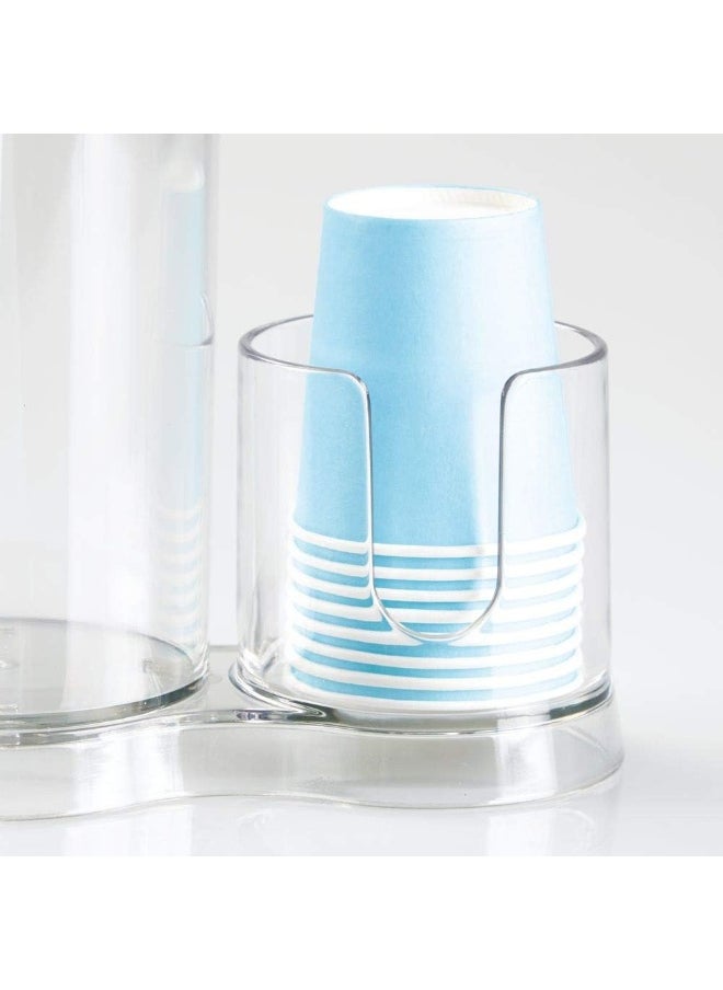 InterDesign iDesign Clarity Plastic Mouthwash Pump Dispenser with Paper Cup Holder Caddy for Master, Guest, Kids' Bathroom Countertops, 6.25" x 3.5" x 9.25", Clear  - Image 1