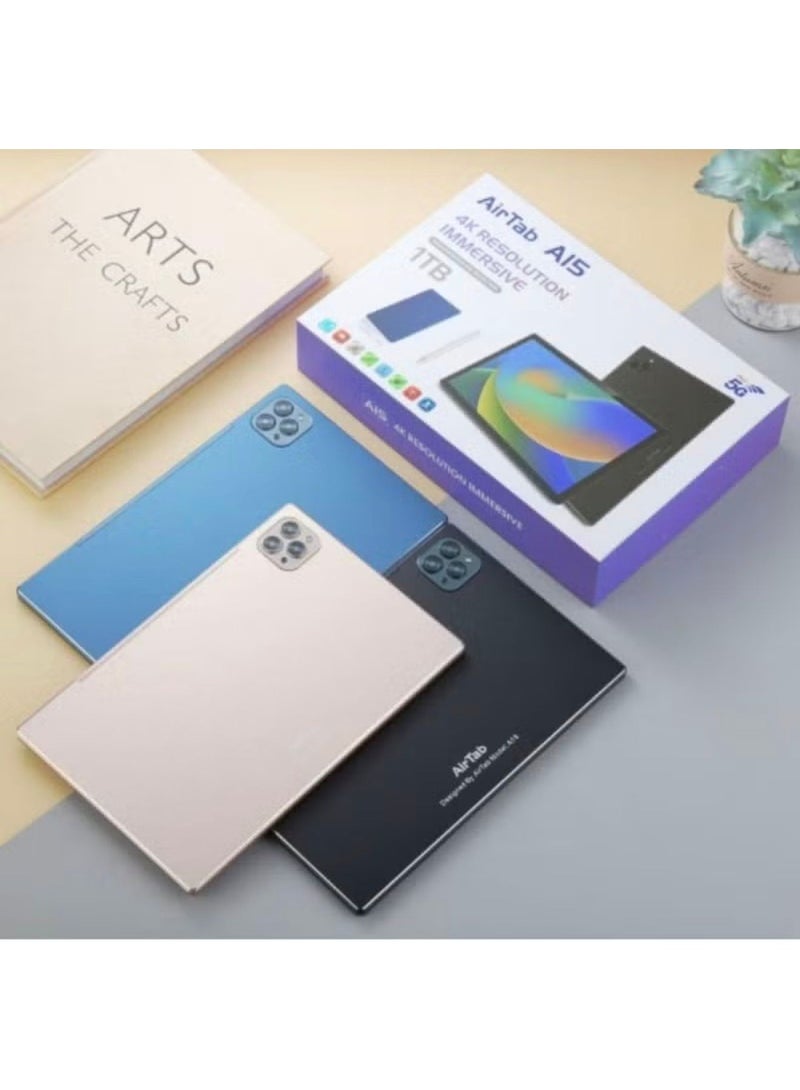 AirTab A15 5G Wi-Fi Android Tablet with 10.1 Inch Display 16GB RAM 1TB ROM 10000mAh Battery with Wireless Arabic Keyboard Blue - Image 2