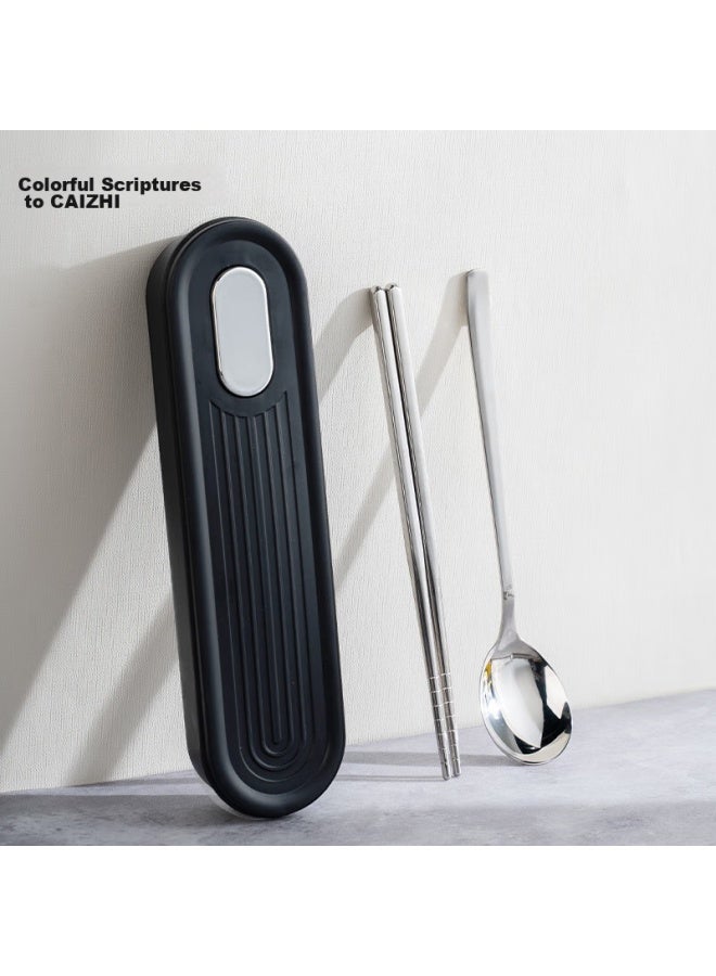 CAIZHI Caizhi (caizhi) 316 Stainless Steel Chopsticks And Spoon Set Portable Tableware Storage Box Student Travel Three-piece Set Cz6964 - Image 1