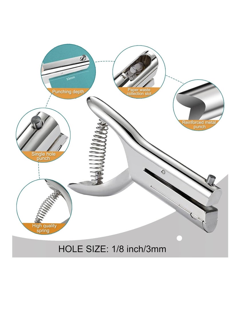 Bukela 1/8 inch Single Hole Punch 2 Inch Reach Deep Throat Heavy Duty Hole Punch Paper Punch Portable Handheld Long Hole Punch for Paper ID PVC Cards Plastic Cardboard Photos - Image 3