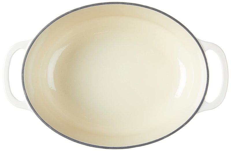Lodge 7 Quart Enameled Cast Iron Oval Dutch Oven with Lid â€“ Dual Handles â€“ Oven Safe up to 500Â° F or on Stovetop - Use to Marinate, Cook, Bake, Refrigerate and Serve â€“ Oyster White - Image 3
