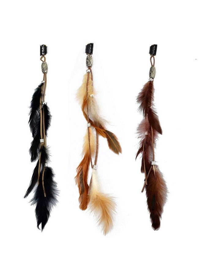 Suoirblss 3 قطع إكسسوارات شعر بوهيمية هيبي مع مشبك ريشة ودبوس شعر لتزيين الرأس للنساء - Image 1