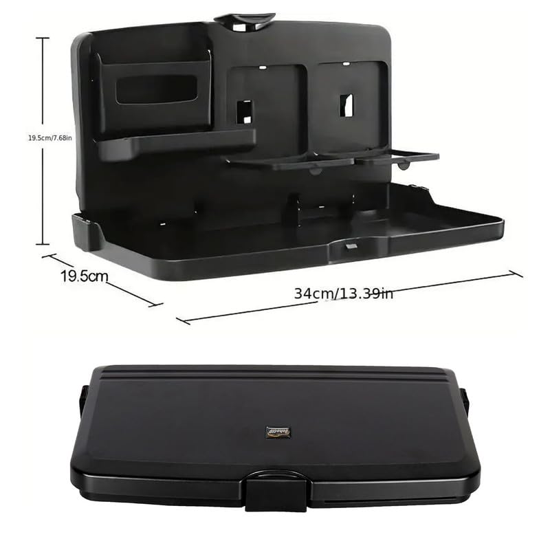 Oshotto (FT-02) Car Backseat Food Travel Dining Meal & Snaks Tray & Cup Holder Compatible with Toyota Innova (Black) - 1 Piece - Image 5