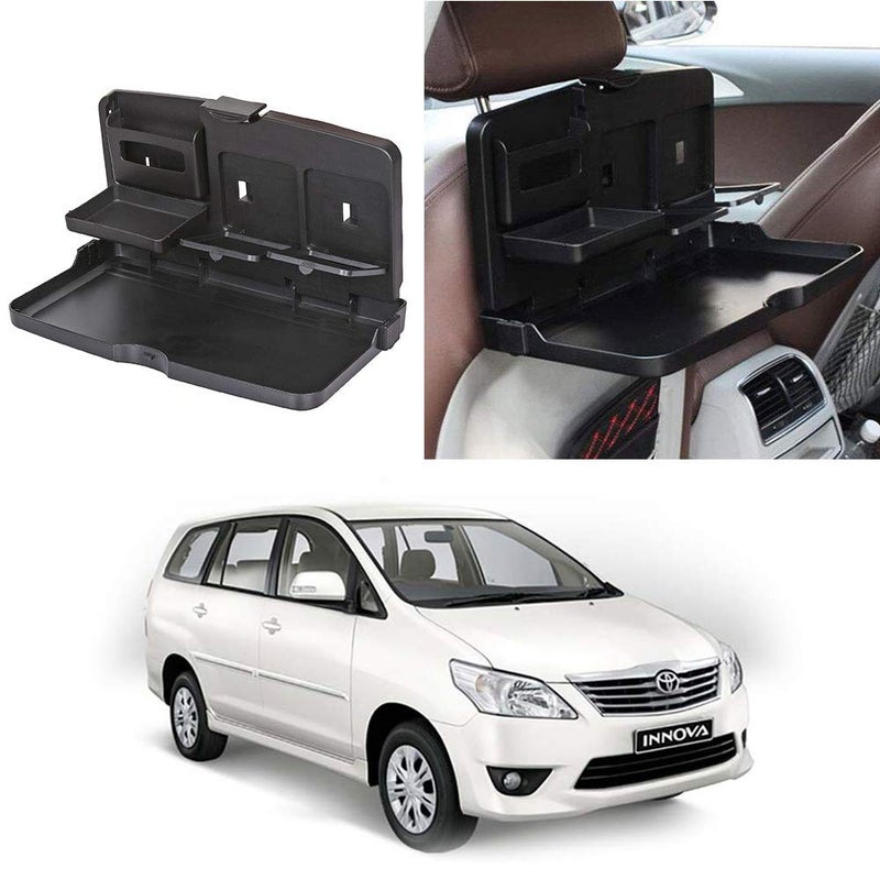 Oshotto (FT-02) Car Backseat Food Travel Dining Meal & Snaks Tray & Cup Holder Compatible with Toyota Innova (Black) - 1 Piece - Image 1