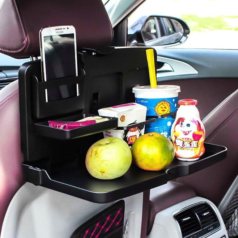 Oshotto (FT-02) Car Backseat Food Travel Dining Meal & Snaks Tray & Cup Holder Compatible with Toyota Innova (Black) - 1 Piece - Image 2