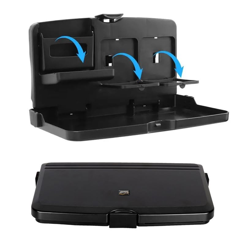 Oshotto (FT-02) Car Backseat Food Travel Dining Meal & Snaks Tray & Cup Holder Compatible with Toyota Innova (Black) - 1 Piece - Image 3