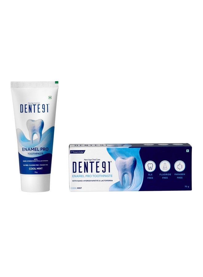 DENTE91 Cool Mint Toothpaste| Sensitivity Relief | Repairs Cavities | Fights Gum Disease | Reduces Bad Breath | Strengthens Enamel | Sls Free | Fluoride Free | Paraben Free | Pack Of 1, 1 X 70G  - Image 1