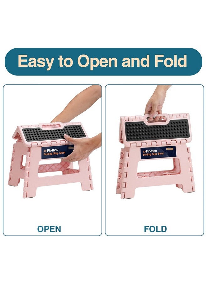 Flottian Flottian 9" Folding Step Stool for Adults and Kids Holds Up to 300 lbs,Non-Slip Folding Stools with Portable Handle, Compact Plastic Foldable Step Stool for Bathroom,Bedroom, Kitchen Sakura Pink  - Image 3