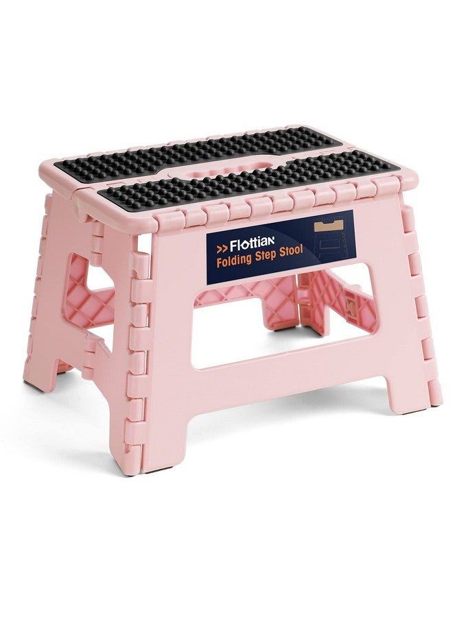 Flottian Flottian 9" Folding Step Stool for Adults and Kids Holds Up to 300 lbs,Non-Slip Folding Stools with Portable Handle, Compact Plastic Foldable Step Stool for Bathroom,Bedroom, Kitchen Sakura Pink  - Image 1