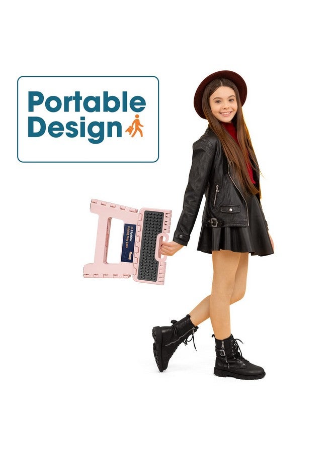Flottian Flottian 9" Folding Step Stool for Adults and Kids Holds Up to 300 lbs,Non-Slip Folding Stools with Portable Handle, Compact Plastic Foldable Step Stool for Bathroom,Bedroom, Kitchen Sakura Pink  - Image 5