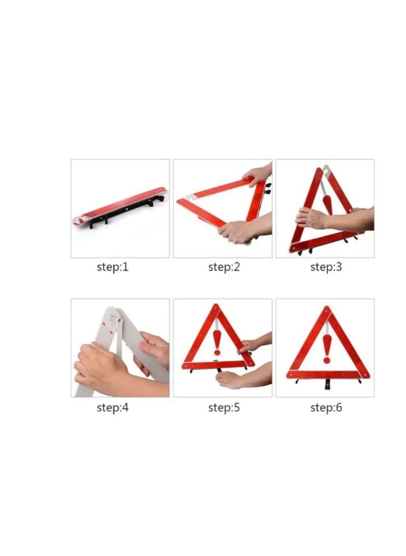 null - Emergency car warning triangle  reflective and folding triangle for road safety compliant standard question mark base black  3pcs  from Rana store - Image 1