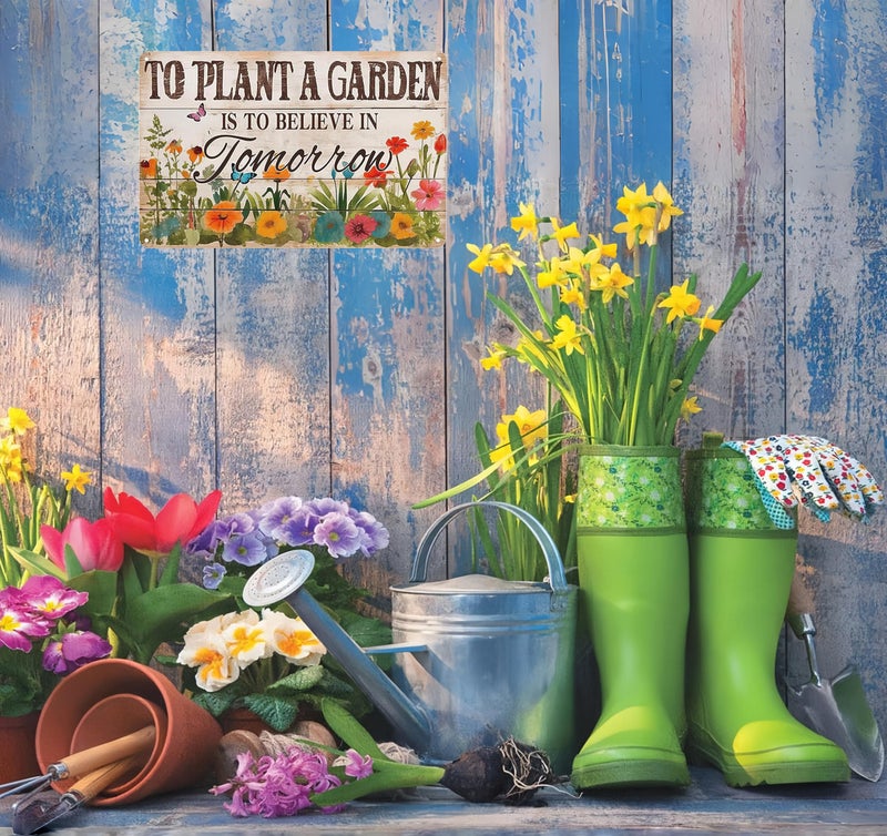 Bestylez Gardening Gifts Vintage Gardening Sign To Plant A Garden is To Believe Tomorrow Tin Sign for Home Garden Greenhouse Living Room Bedroom Outdoor Yard Backyard Decor 8X12 Inch (3366) - Image 4