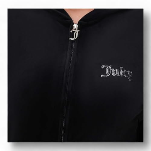 Juicy Couture Women's Bling Velour Hoodie (US, Alpha, X-Small, Regular, Regular, Black) - Image 4