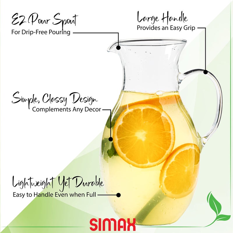 Simax Glass Pitcher With Spout, 1.5 Quart Borosilicate Glass Pitchers With Handle, Made in Europe Glass Water, Cocktail, Margarita, Sangria Pitcher - Image 3