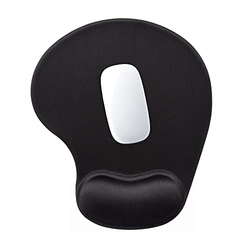 Hsurbtra Ergonomic Mouse Pad with Wrist Rest Support, Gel Mouse Pads with Non-Slip PU Base, Pain Relief Memory Foam Computer Mat, Cute Office Supplies Desk Decro Accessories, Jet Black - Image 1