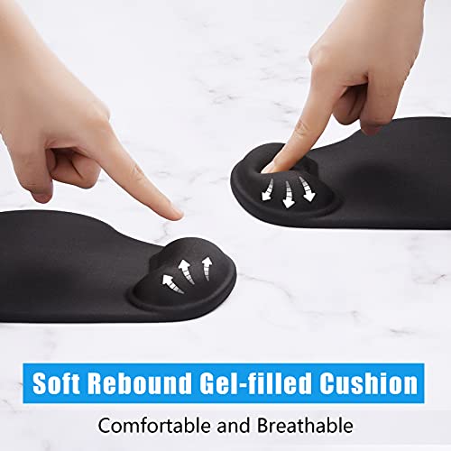 Hsurbtra Ergonomic Mouse Pad with Wrist Rest Support, Gel Mouse Pads with Non-Slip PU Base, Pain Relief Memory Foam Computer Mat, Cute Office Supplies Desk Decro Accessories, Jet Black - Image 3