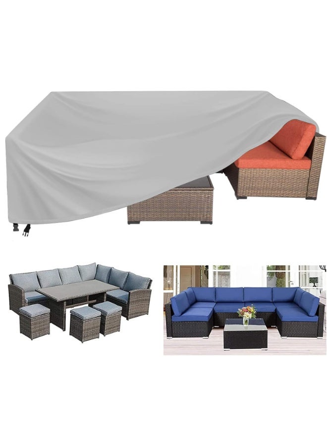 INFOSUN Waterproof Outdoor Furniture Cover 137" L x 102" W x 35" H , Premium Quality Patio Furniture Covers Dust Proof Anti-UV Heavy Duty Durable Sofa Sectional Table & Chair Cover Large (Grey) - Image 1