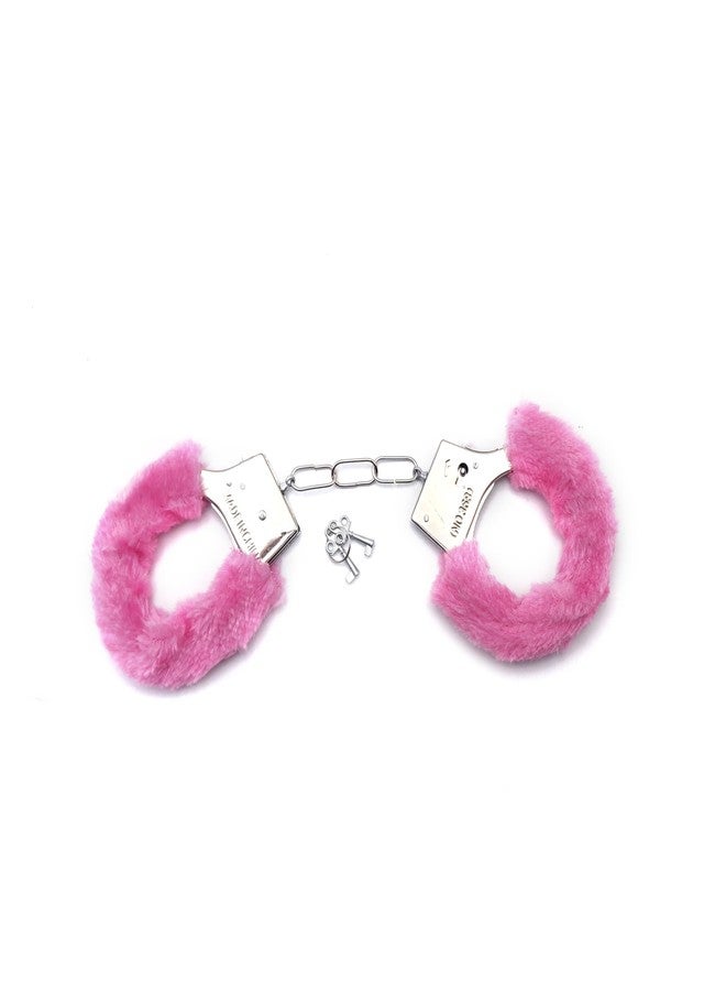 Prokart Kids Toy Police Handcuffs - Soft Plush Costume Accessory | Safe Metal Handcuffs with Fluffy Cover & Keys - Perfect for Valentine’s Day, Role Play, Costume & Dress-Up (Pink) - Image 1