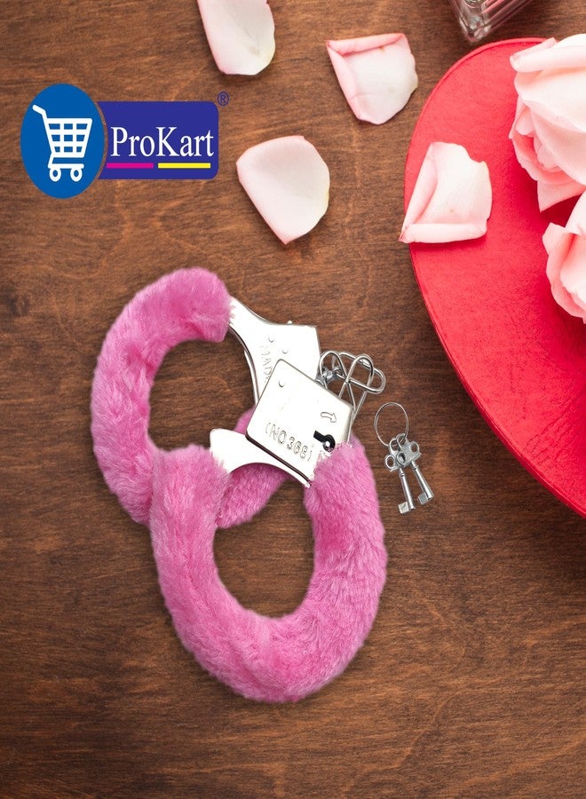 Prokart Kids Toy Police Handcuffs - Soft Plush Costume Accessory | Safe Metal Handcuffs with Fluffy Cover & Keys - Perfect for Valentine’s Day, Role Play, Costume & Dress-Up (Pink) - Image 5