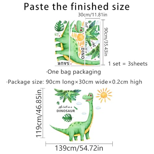 Mirabuy Large Watercolor Dinosaur Wall Sticker, Boho Sun As Tall As A Dinosaur Palm Leaves Wall Decal for Nursary Kids Bedroom Playroom - Image 2