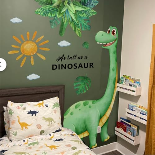 Mirabuy Large Watercolor Dinosaur Wall Sticker, Boho Sun As Tall As A Dinosaur Palm Leaves Wall Decal for Nursary Kids Bedroom Playroom - Image 3