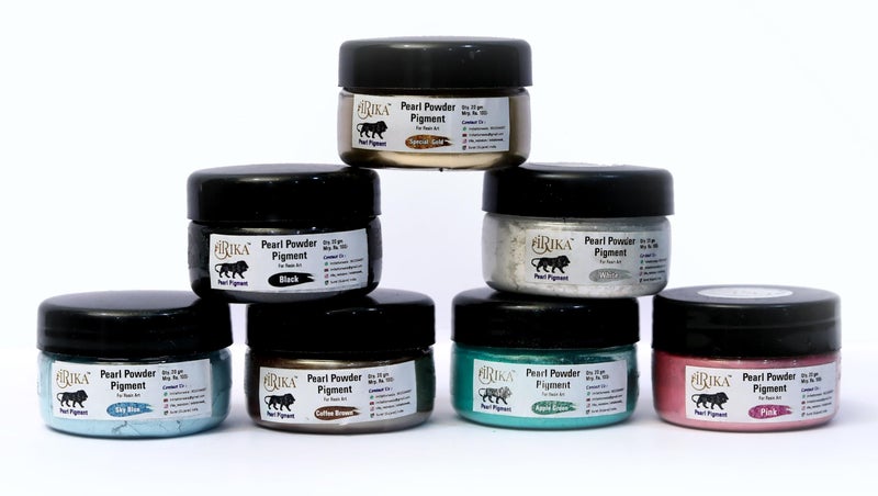 IRIKA مجموعة مسحوق الميكا اللؤلؤي 7 ألوان من إيريكا للفن الراتنجي (20 جرام لكل منها) - مستورد، غير سام، أصباغ حرفية متلألئة - Image 1