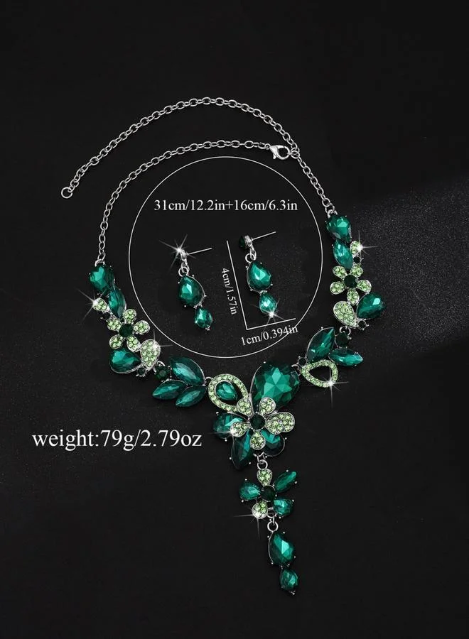 Take Two  2-Piece Embellished Rhinestone Drop Necklace and Earrings Jewelry Set for Women | Best Price UAE