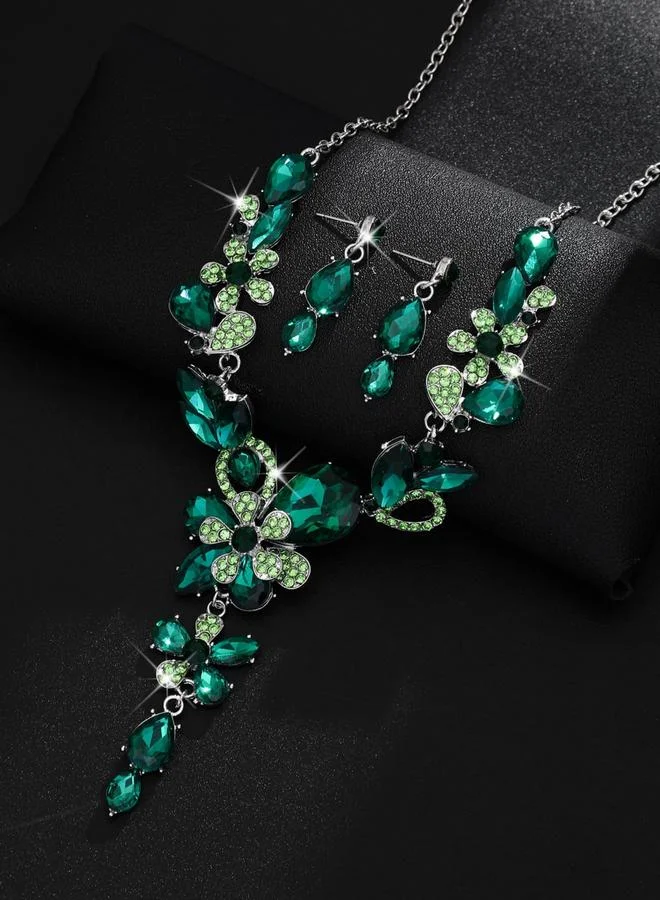 Take Two  2-Piece Embellished Rhinestone Drop Necklace and Earrings Jewelry Set for Women | Best Price UAE