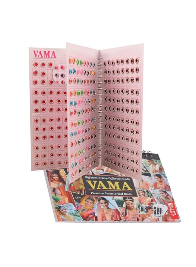 VAMA Forehead Kumkum Gold White Stone Multicolour Bindi Booklet for Women Girls Stone Bindi Book 376 Bindis Multicolor - Image 1