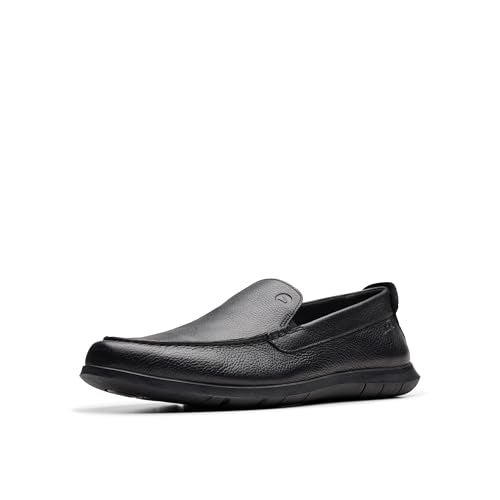 Clarks Men's Flexway Step Moccasin, Black Leather, 10.5 Wide - Image 1