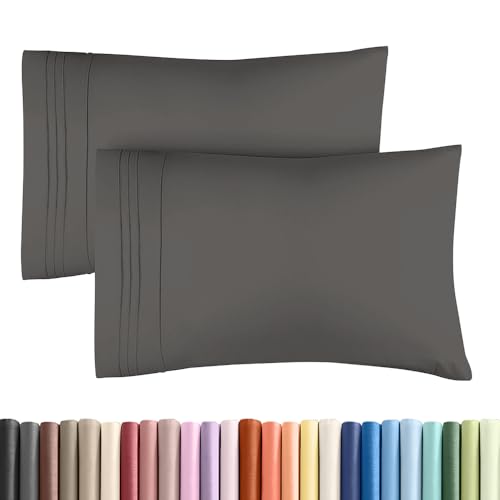 CGK Unlimited King Standard Pillow Cases Set of 2 UltraSoft Hotel Quality Pillowcase Covers Comfy Cozy Fade Free Wrinkle Resistant Machine Washable Pillow Protectors 2 Piece Set Charcoal - Image 1