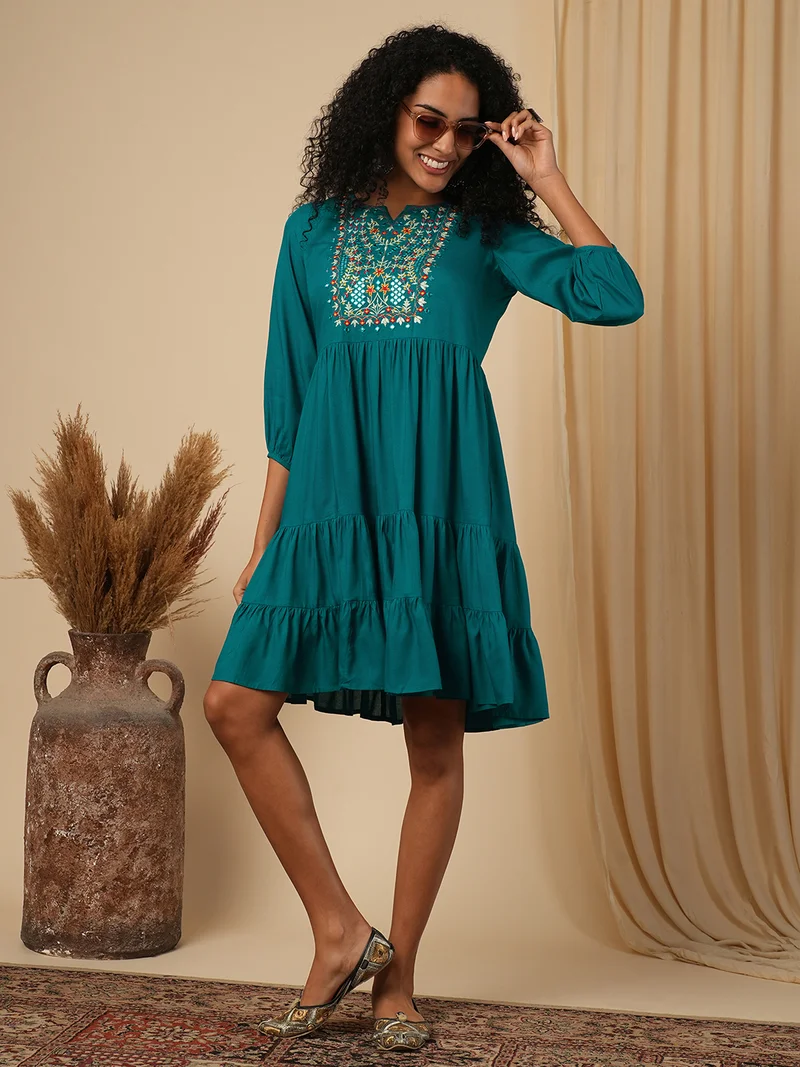 جلو باص Globus Women A-Line Embroidered Ethnic Dresses