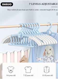 DUNISO 20 PCS Baby Clothes Hangers, Extendable Infant Hanger, Stackable Non Slip Children Hanger, Adjustable Plastic Kids Hangers for Girl Boy Toddler Infant Nursery Clothing  - Image 3