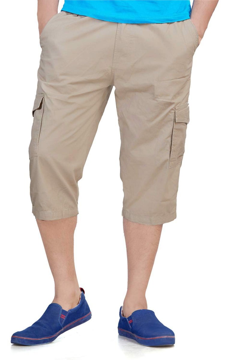 0-DEGREE Men's Regular Fit Three Quarter Shorts Light Grey 34 Inch Waist - Image 1