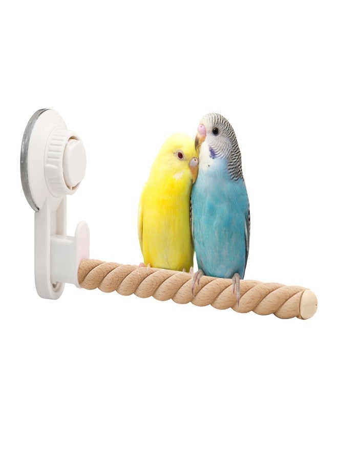 DVHEY Suction Cup Bird Perch,Natural Wood Parrot Window/Bath/Car/Travel/Shower Perches Stand Portable Parakeet Grinding Stick Training Toys for Small and Medium Birds(Twist Grain) - Image 1