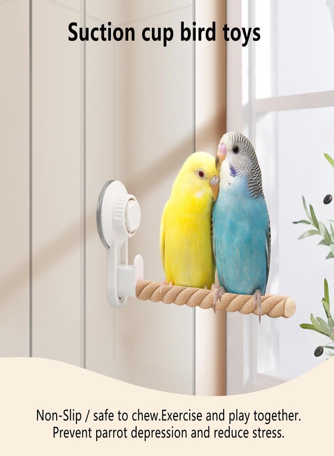 DVHEY Suction Cup Bird Perch,Natural Wood Parrot Window/Bath/Car/Travel/Shower Perches Stand Portable Parakeet Grinding Stick Training Toys for Small and Medium Birds(Twist Grain) - Image 2