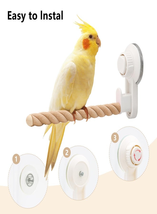 DVHEY Suction Cup Bird Perch,Natural Wood Parrot Window/Bath/Car/Travel/Shower Perches Stand Portable Parakeet Grinding Stick Training Toys for Small and Medium Birds(Twist Grain) - Image 5