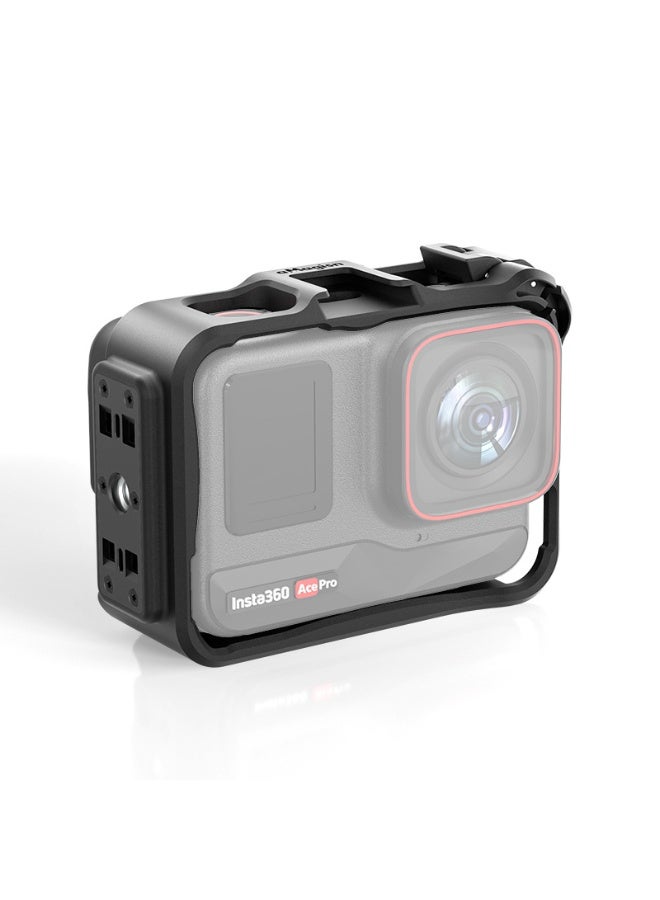 aMagisn Insta360 Ace Pro2 Camera Cage Protective Frame, Quick-Release Horizontal & Vertical Mount, 180° Rotation for Front & Selfie Shots, Secure Lock Design, Screen-Friendly Finger Slots, USB & Cold Shoe Accessory Ports – AcePro Protective Frame Accessory - Image 1