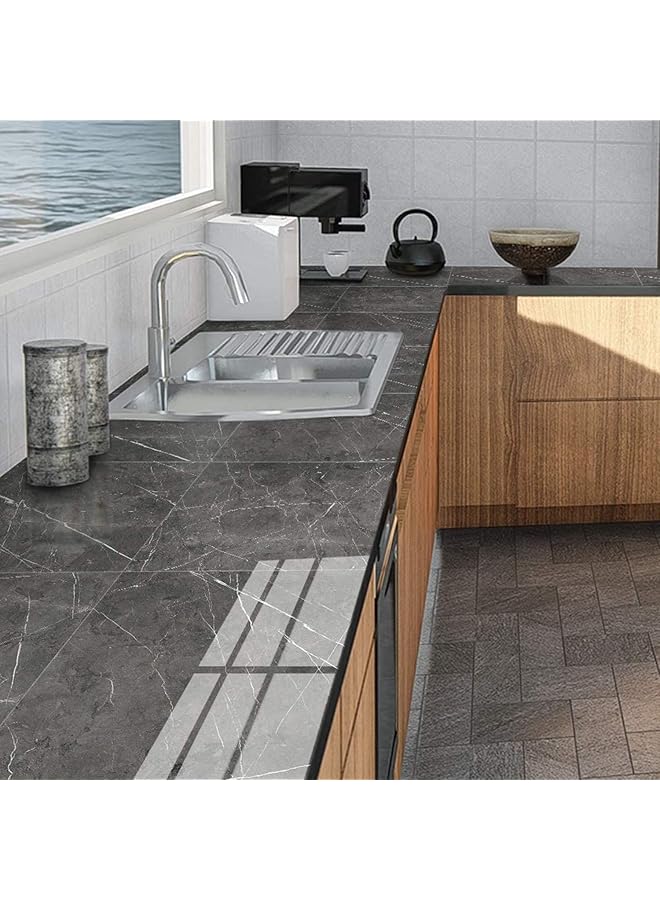 erorex Tile Stickers Marble 12 Inch X 12 Inch Self Adhesive Wall Tiles Vinyl Flooring Tiles Peel And Stick Easy Diy Kitchen And Bathroom Decorative Home Decor 8Pcs Grey1 - Image 3