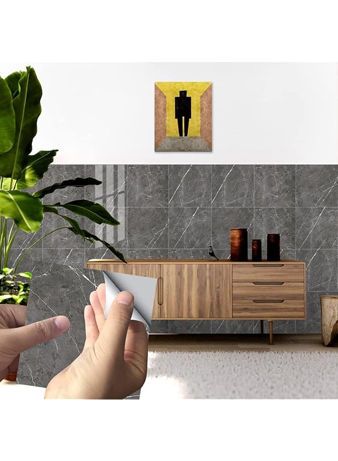 erorex Tile Stickers Marble 12 Inch X 12 Inch Self Adhesive Wall Tiles Vinyl Flooring Tiles Peel And Stick Easy Diy Kitchen And Bathroom Decorative Home Decor 8Pcs Grey1 - Image 1