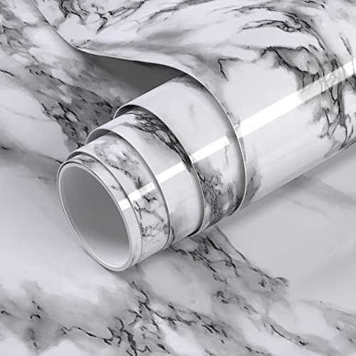 VOLEAAR Marble Contact Paper 23.7 x 393.7 Inches Peel and Stick Wallpaper Vinyl Film Self Adhesive Removable Waterproof Wall Paper for Countertop Cabinet Backsplash Shelf Liner - Image 1