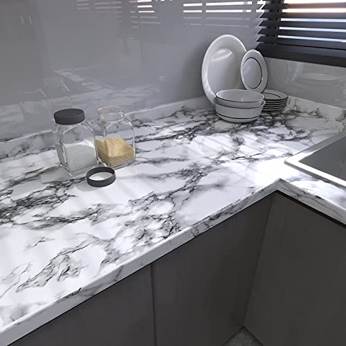 VOLEAAR Marble Contact Paper 23.7 x 393.7 Inches Peel and Stick Wallpaper Vinyl Film Self Adhesive Removable Waterproof Wall Paper for Countertop Cabinet Backsplash Shelf Liner - Image 4