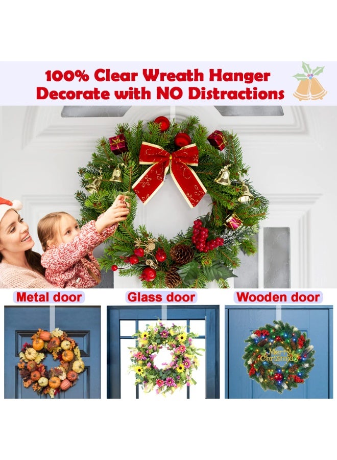 HOMESTAR 2 Pcs Transparent Door Hooks For Wreaths, 15-Inch Over The Door Hanger, Non Scratch Welcome Sign for Front Door Home Decor Inside Outside, Clear Acrylic Decor Hanger For Front Door - Image 2