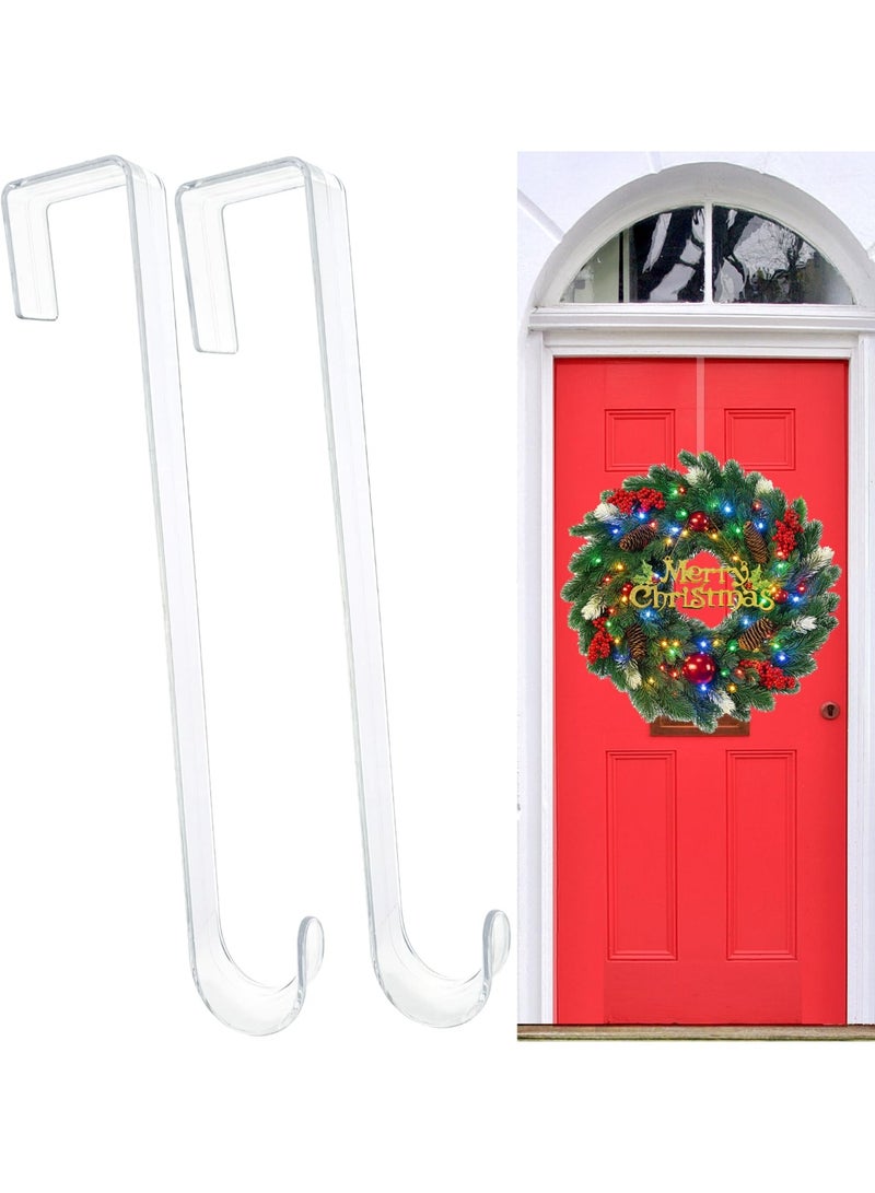 HOMESTAR 2 Pcs Transparent Door Hooks For Wreaths, 15-Inch Over The Door Hanger, Non Scratch Welcome Sign for Front Door Home Decor Inside Outside, Clear Acrylic Decor Hanger For Front Door - Image 1