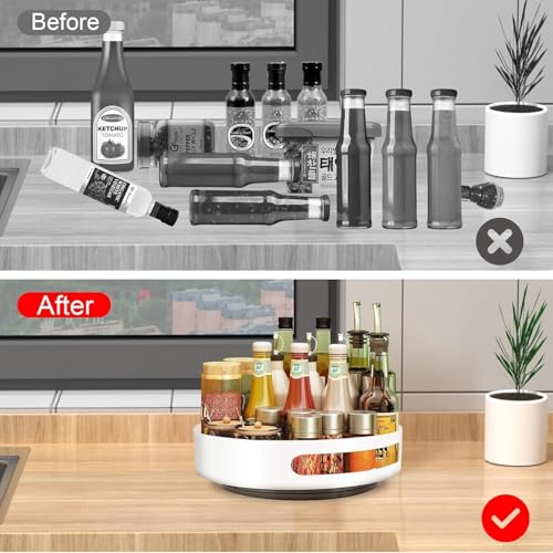 Rexez Lazy Susan 360 Degree Turntable Organiser, Rotating Spice Rack, Round Organiser Rotatable Made of Carbon Steel, Rotating Shelf for Kitchen, Bedroom, Bathroom, Office - Image 5