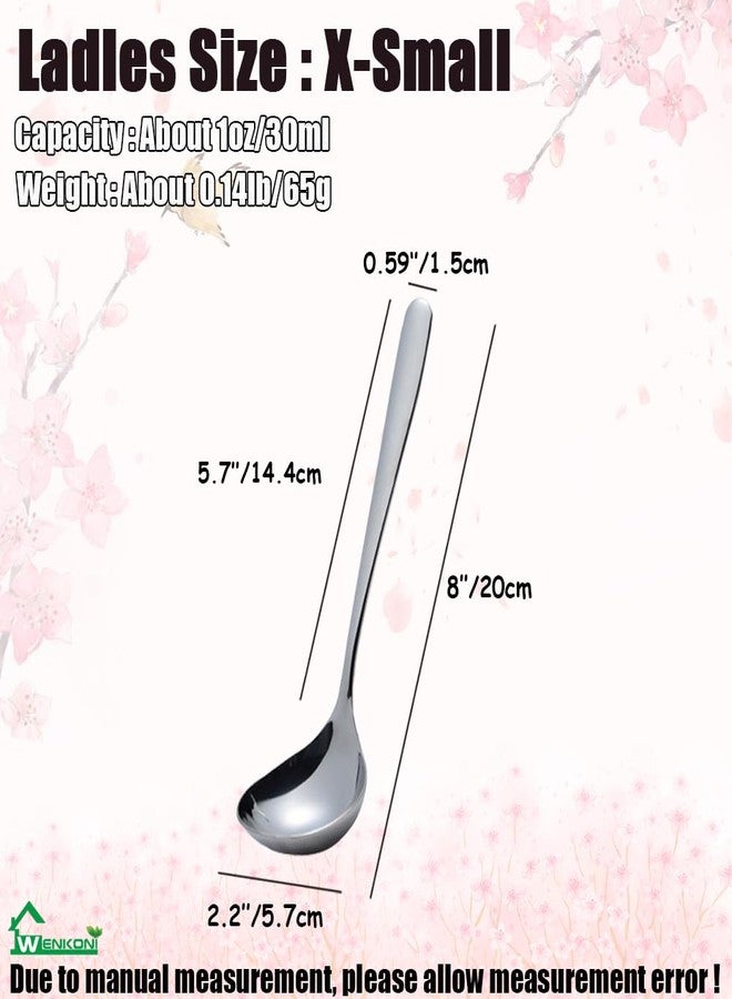 Wenkoni Small Ladles,Sauce,Gravy Soup Spoons Ladles,4 Pack SUS 304 Non-magnetic Stainless Steel 8'' (Color:Silver). - Image 2